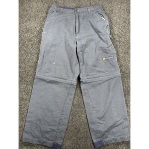 Y2K Bugle Boy Zip Off Cargo Pants Mens 34x30 Blue Convertible Wide Leg Skater